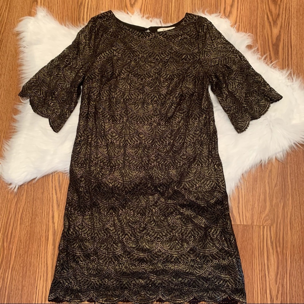 Miami Lace Overlay Metallic Dress - Picture 1 of 13